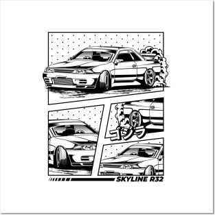 Nissan Skyline R32 Drift Posters and Art